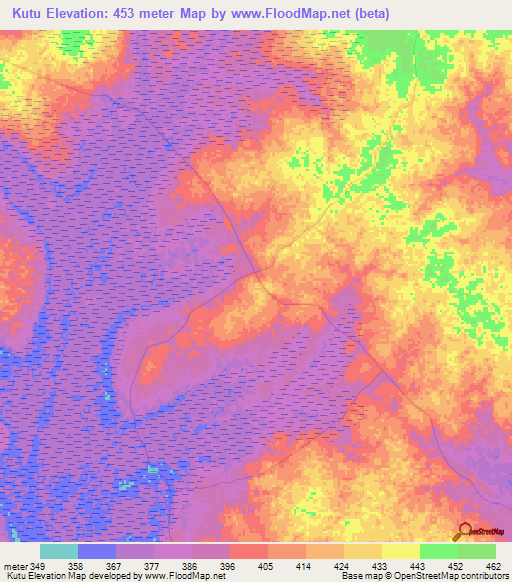 Kutu,Congo (Kinshasa) Elevation Map