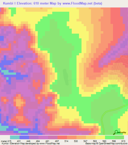 Kumbi I,Congo (Kinshasa) Elevation Map