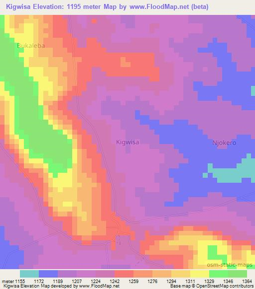 Kigwisa,Uganda Elevation Map