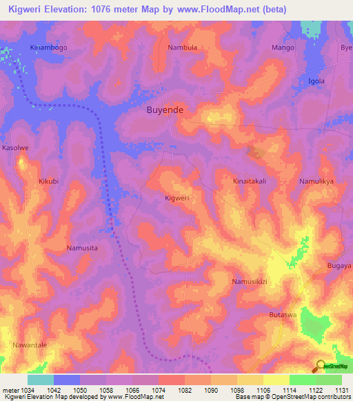 Kigweri,Uganda Elevation Map