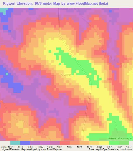Kigweri,Uganda Elevation Map
