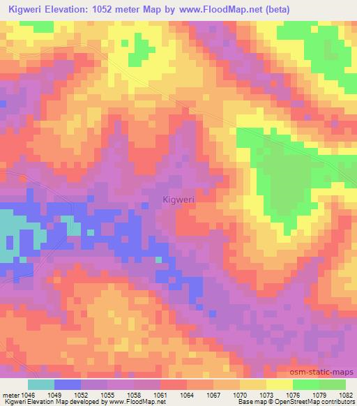 Kigweri,Uganda Elevation Map