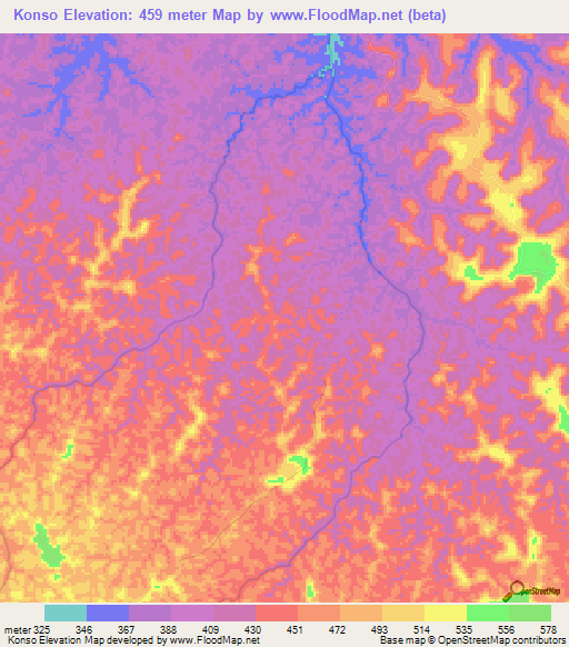 Konso,Congo (Kinshasa) Elevation Map