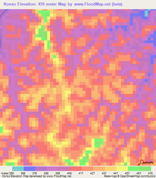 Konso,Congo (Kinshasa) Elevation Map