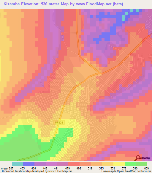 Kizamba,Congo (Kinshasa) Elevation Map