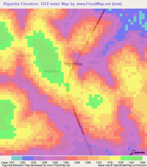 Kigumba,Uganda Elevation Map