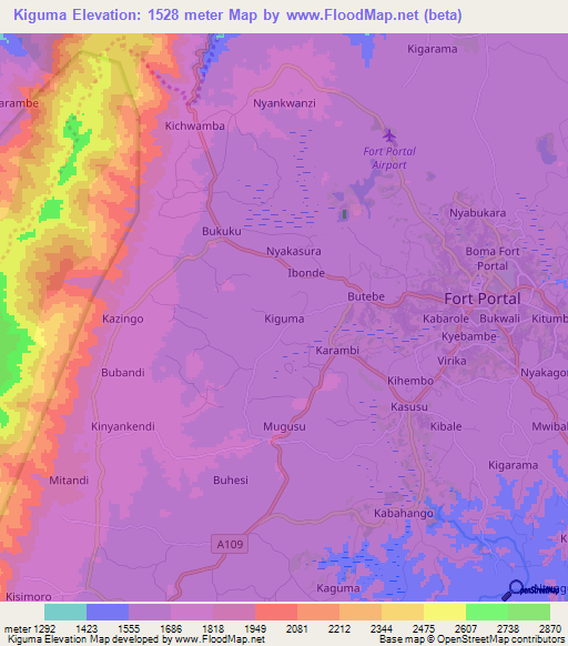 Kiguma,Uganda Elevation Map