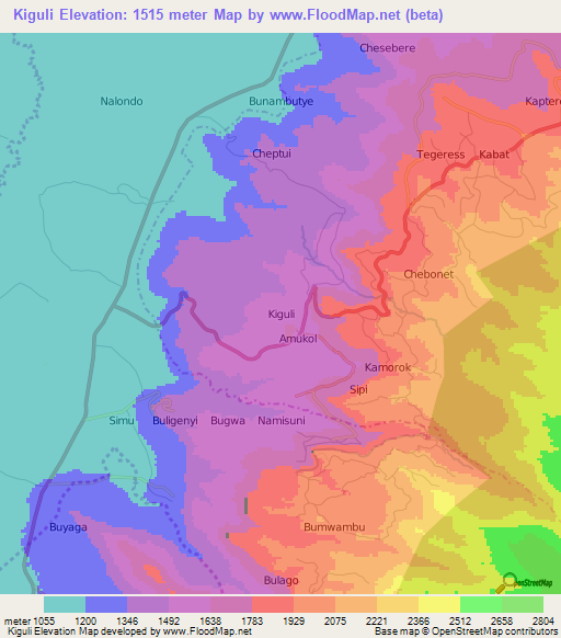 Kiguli,Uganda Elevation Map