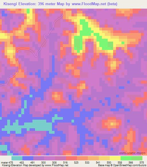 Kisengi,Congo (Kinshasa) Elevation Map