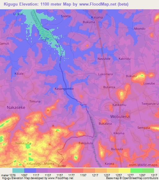 Kigugu,Uganda Elevation Map