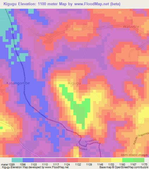 Kigugu,Uganda Elevation Map