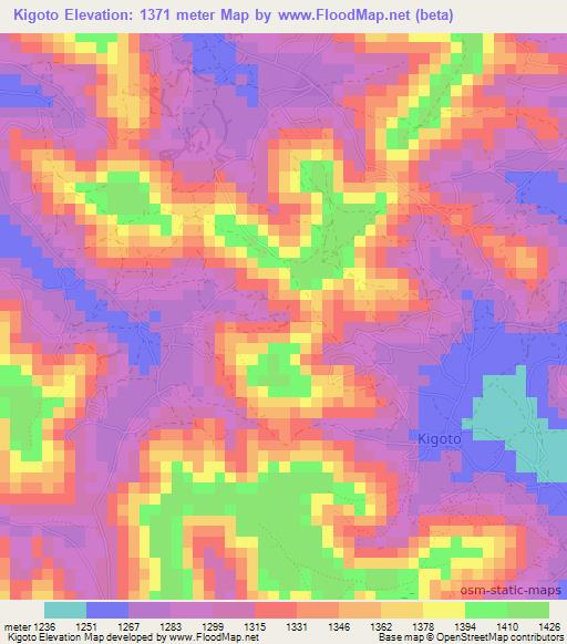 Kigoto,Uganda Elevation Map