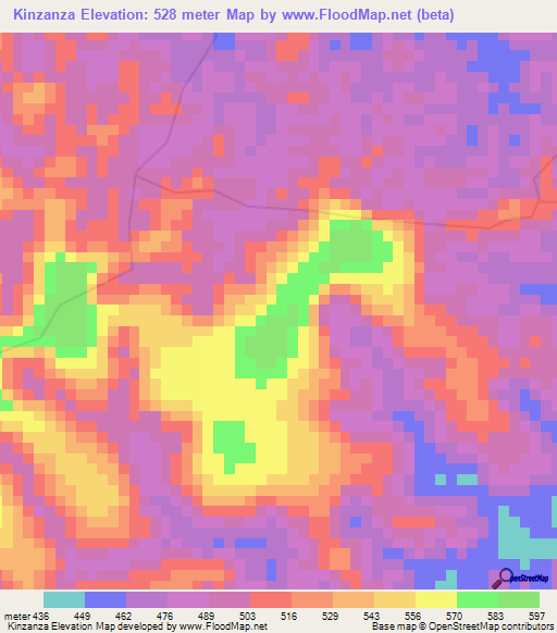 Kinzanza,Congo (Kinshasa) Elevation Map