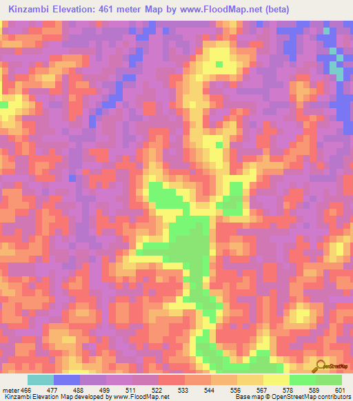 Kinzambi,Congo (Kinshasa) Elevation Map