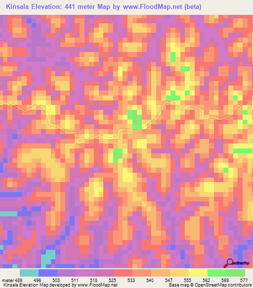 Kinsala,Congo (Kinshasa) Elevation Map