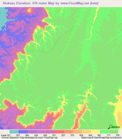 Kinkusu,Congo (Kinshasa) Elevation Map