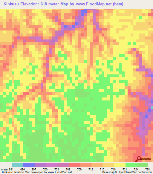 Kinkusu,Congo (Kinshasa) Elevation Map