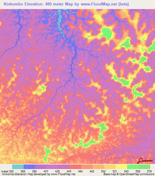Kinkombo,Congo (Kinshasa) Elevation Map