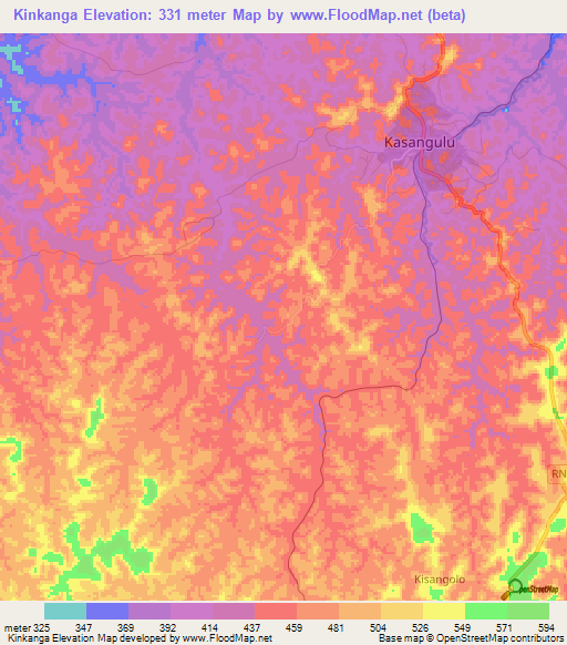 Kinkanga,Congo (Kinshasa) Elevation Map