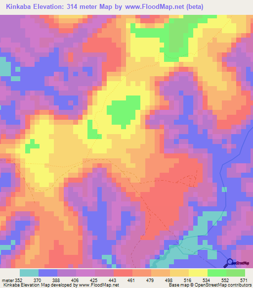 Kinkaba,Congo (Kinshasa) Elevation Map