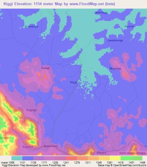 Kiggi,Uganda Elevation Map