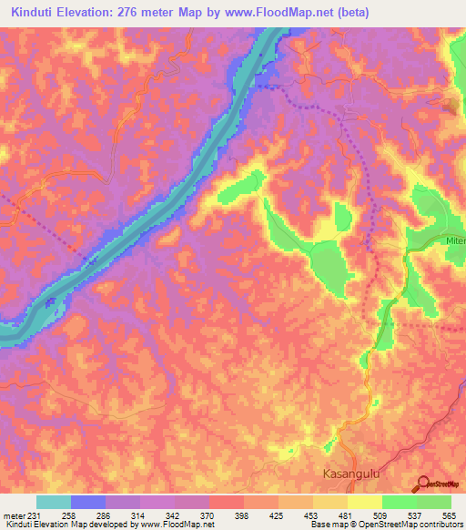 Kinduti,Congo (Kinshasa) Elevation Map
