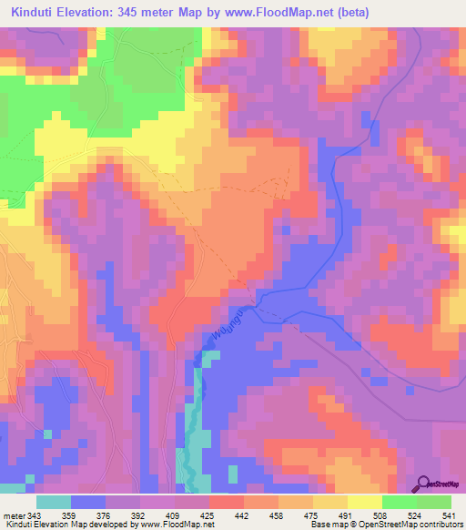 Kinduti,Congo (Kinshasa) Elevation Map