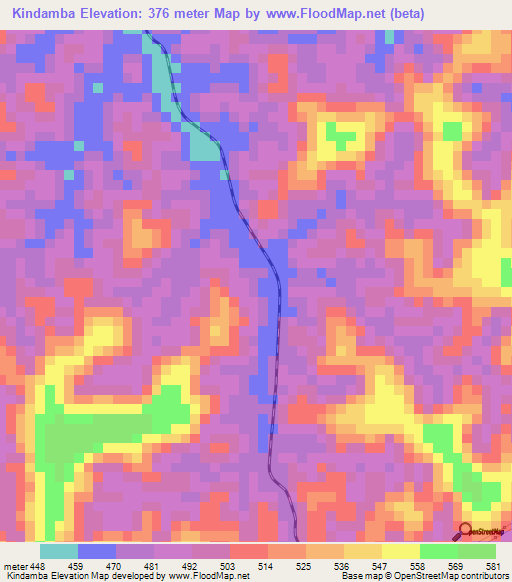 Kindamba,Congo (Kinshasa) Elevation Map