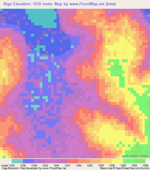 Kige,Uganda Elevation Map
