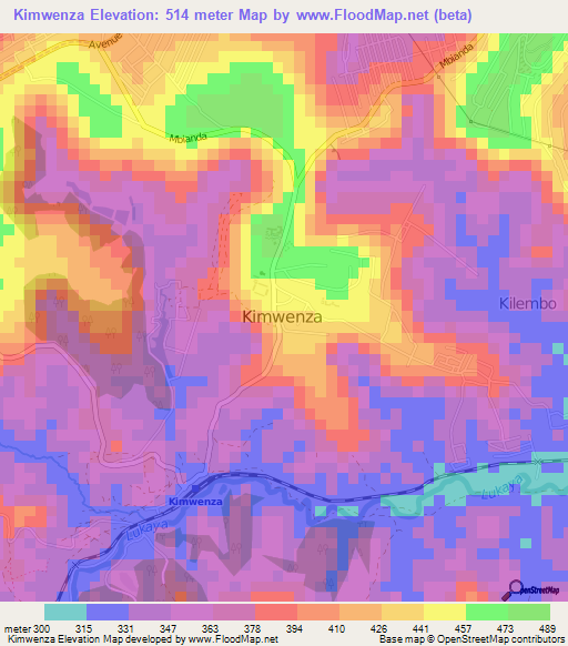 Kimwenza,Congo (Kinshasa) Elevation Map
