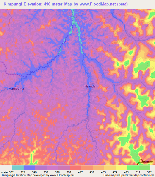 Kimpungi,Congo (Kinshasa) Elevation Map