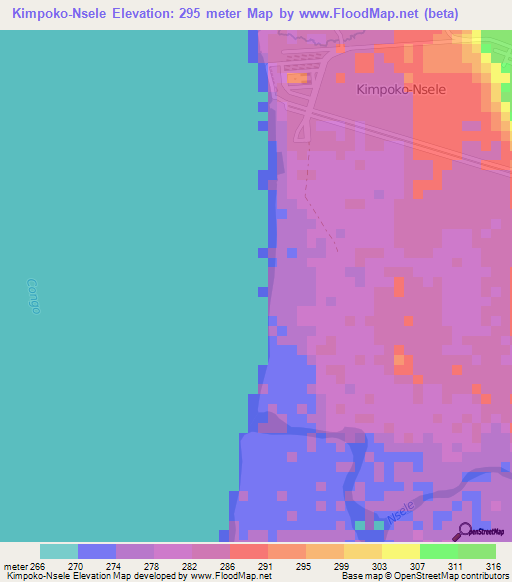 Kimpoko-Nsele,Congo (Kinshasa) Elevation Map