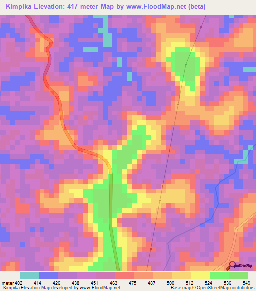 Kimpika,Congo (Kinshasa) Elevation Map