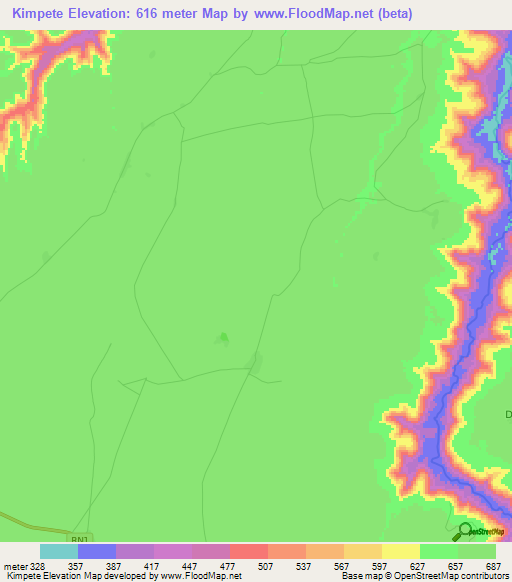 Kimpete,Congo (Kinshasa) Elevation Map
