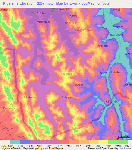 Kigarama,Uganda Elevation Map