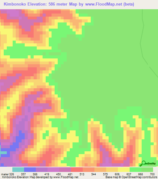 Kimbonoko,Congo (Kinshasa) Elevation Map