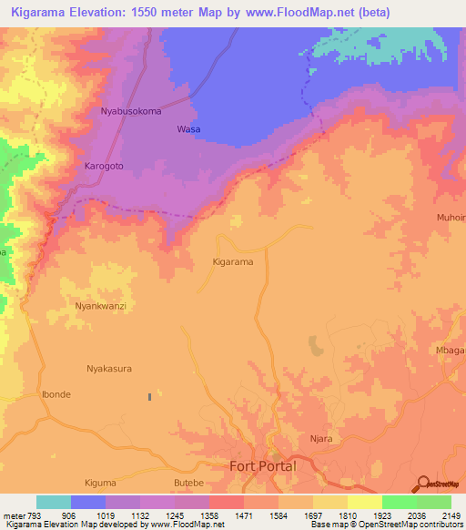 Kigarama,Uganda Elevation Map