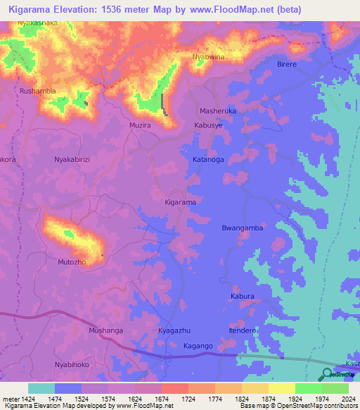 Kigarama,Uganda Elevation Map