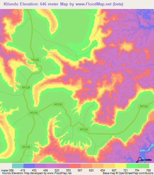 Kilundu,Congo (Kinshasa) Elevation Map