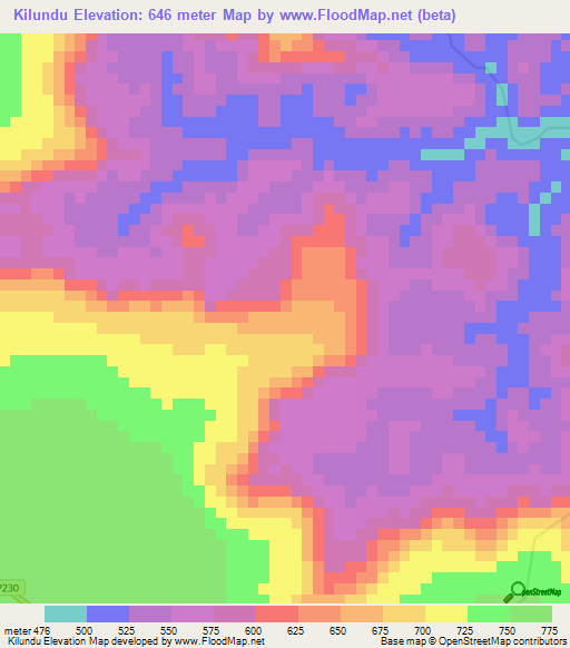 Kilundu,Congo (Kinshasa) Elevation Map