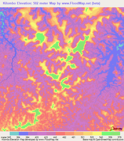 Kilombo,Congo (Kinshasa) Elevation Map
