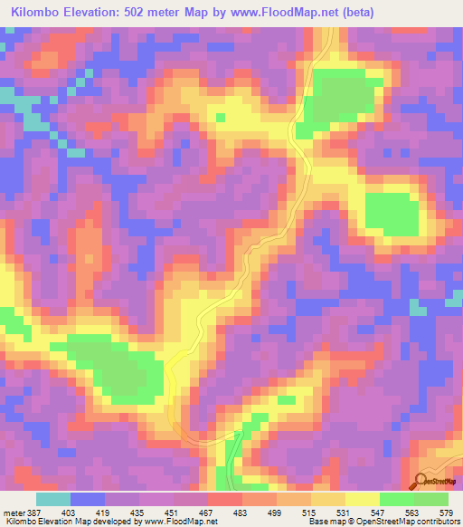 Kilombo,Congo (Kinshasa) Elevation Map
