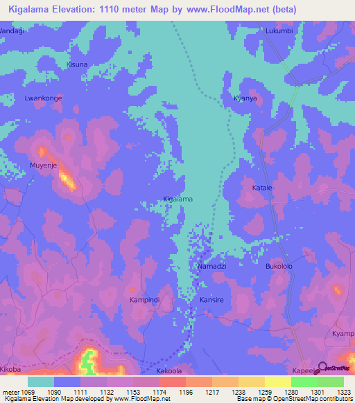 Kigalama,Uganda Elevation Map