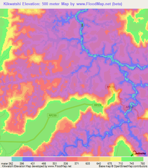 Kikwatshi,Congo (Kinshasa) Elevation Map