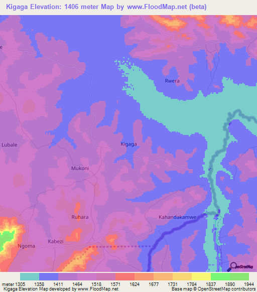 Kigaga,Uganda Elevation Map