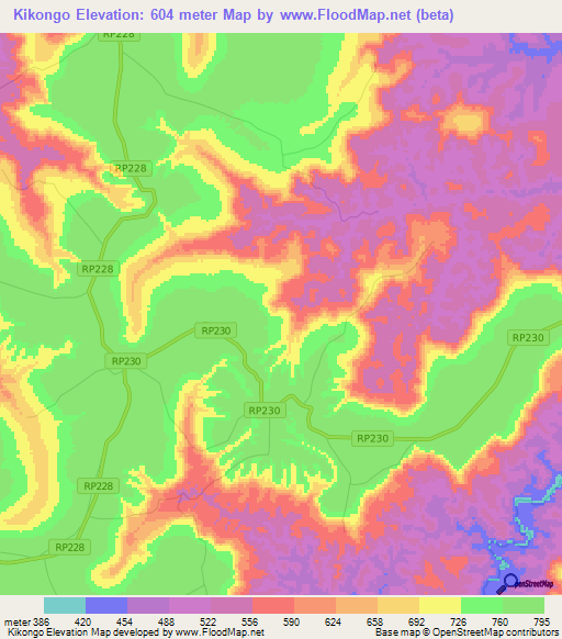 Kikongo,Congo (Kinshasa) Elevation Map