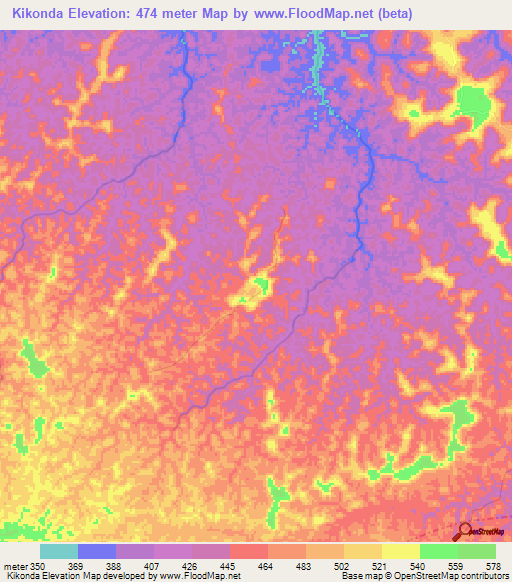 Kikonda,Congo (Kinshasa) Elevation Map