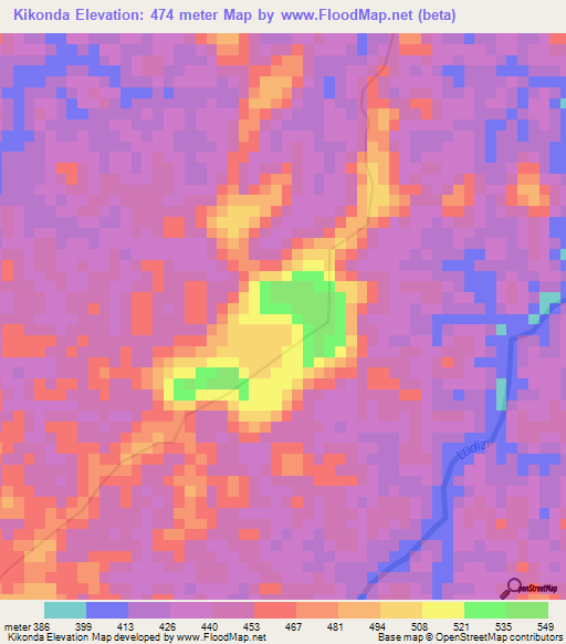 Kikonda,Congo (Kinshasa) Elevation Map