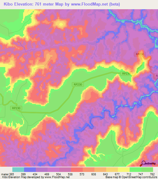 Kibo,Congo (Kinshasa) Elevation Map