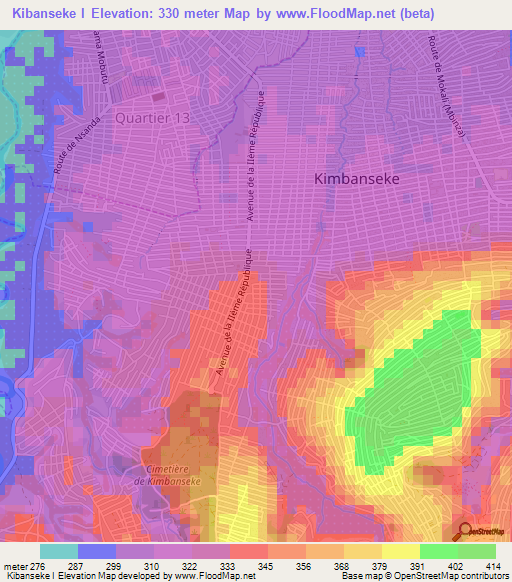 Kibanseke I,Congo (Kinshasa) Elevation Map